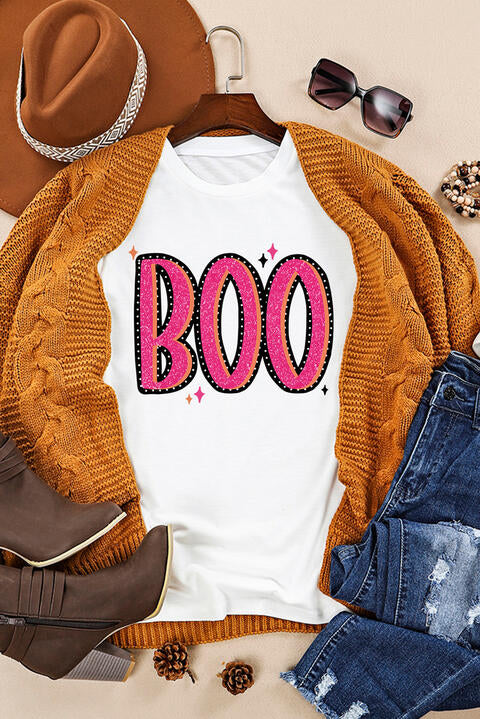 BOO Graphic Short Sleeve Round Neck T-Shirt | 1mrk.com