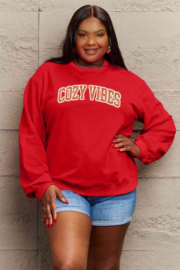 Simply Love Full Size COZY VIBES Graphic Sweatshirt |1mrk.com