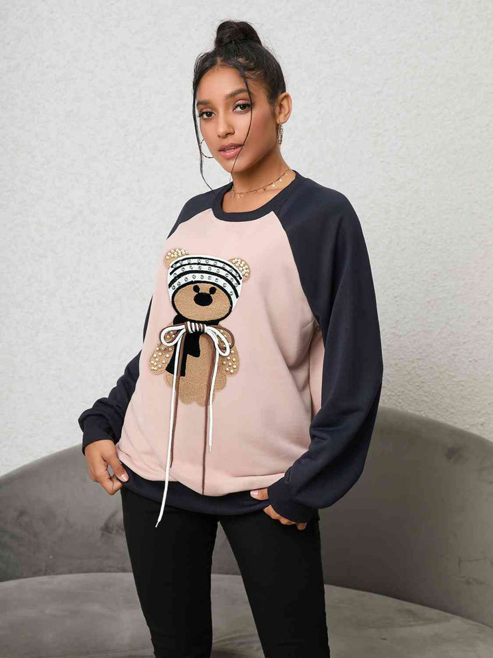 Bear Graphic Raglan Sleeve Sweatshirt |1mrk.com