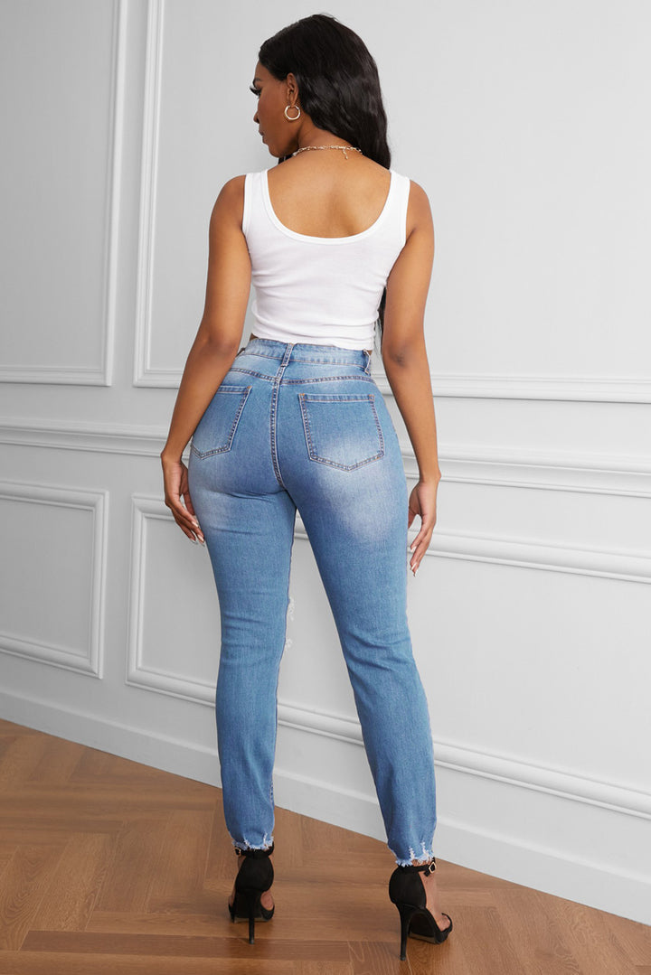 Raw Cut Frayed Hem Jeans | 1mrk.com