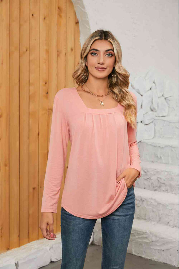 Square Neck Long Sleeve T-Shirt | 1mrk.com