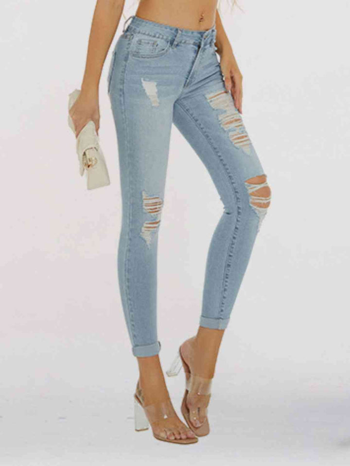 Distressed Skinny Cropped Jeans | 1mrk.com