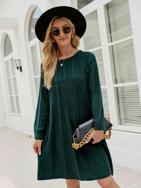 Cable-Knit Long Sleeve Sweater Dress | 1mrk.com