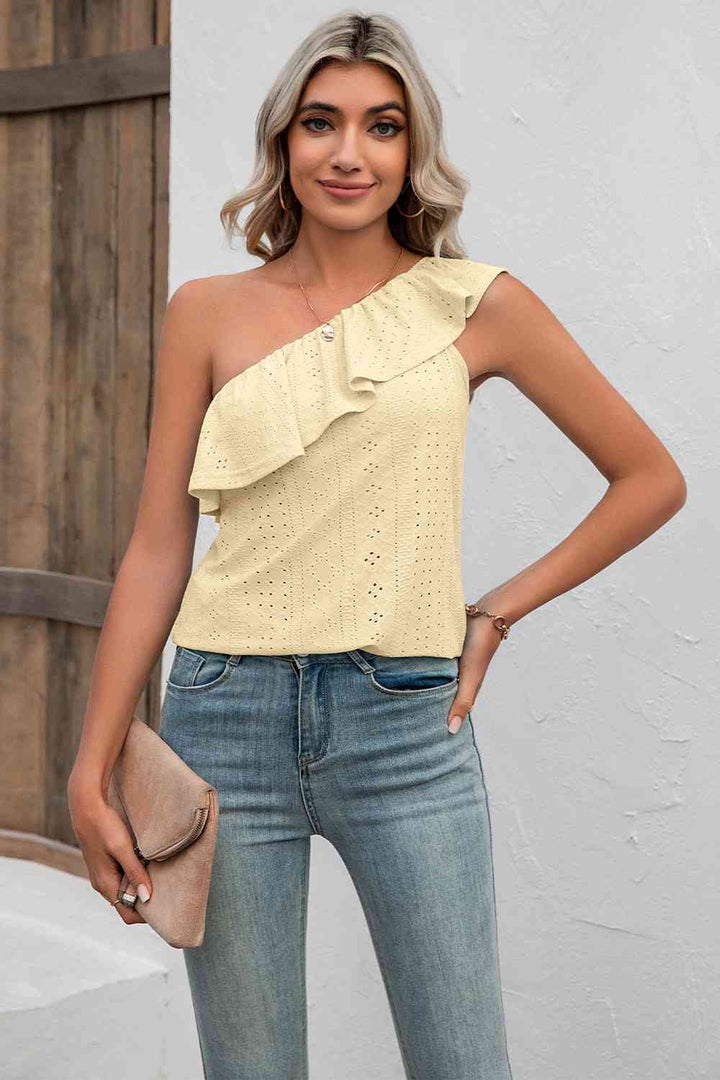 Eyelet One-Shoulder Tank | 1mrk.com