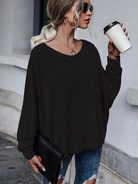 Full Size Round Neck Dropped Shoulder Tied T-Shirt | 1mrk.com