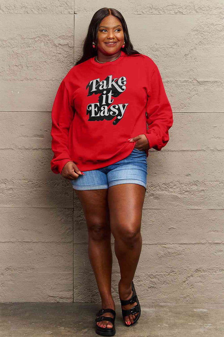 Simply Love Full Size TAKE IT EASY Graphic Sweatshirt |1mrk.com