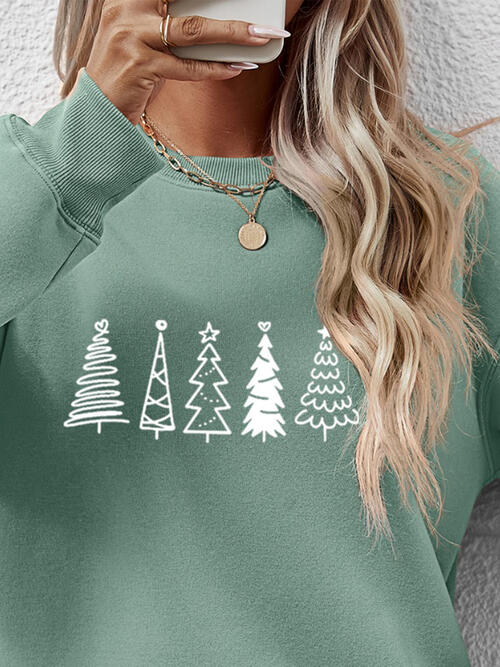 Christmas Tree Graphic Drop Shoulder Sweatshirt |1mrk.com