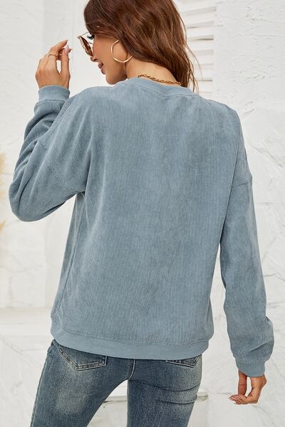 Dropped Shoulder Round Neck Sweatshirt |1mrk.com