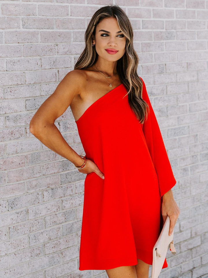 Single Shoulder Kimono Sleeve Mini Dress | Trendsi