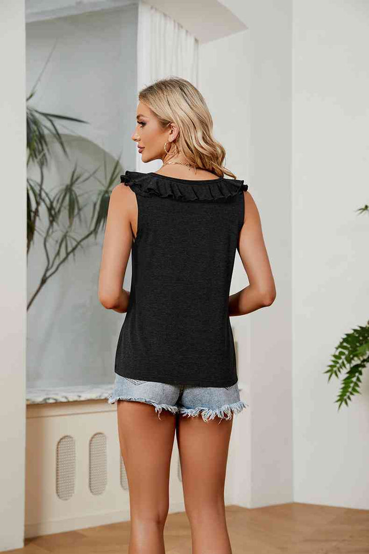 Ruffle V-Neck Tank Top | 1mrk.com