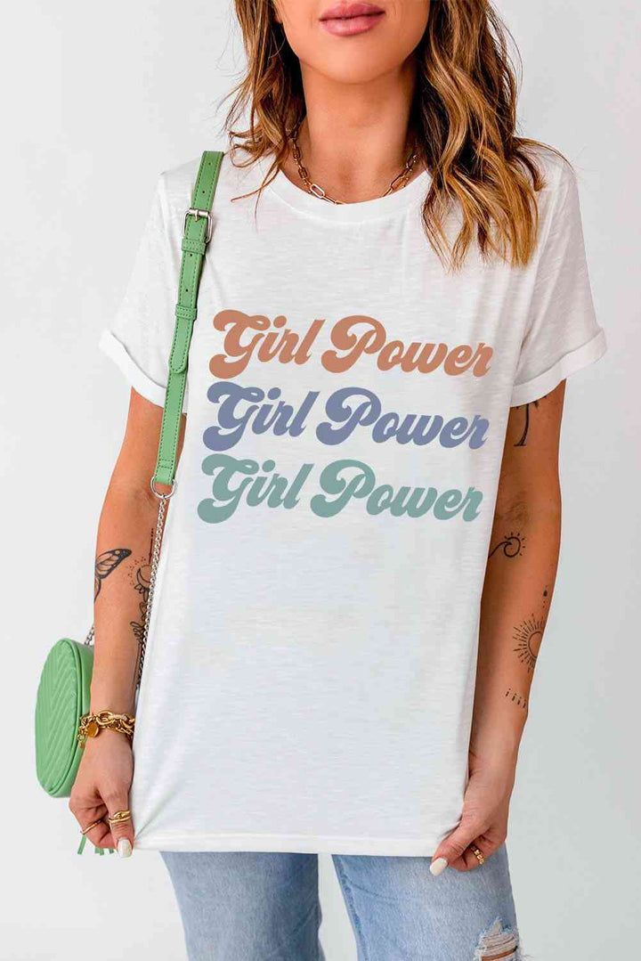 GIRL POWER Graphic Round Neck Tee | 1mrk.com