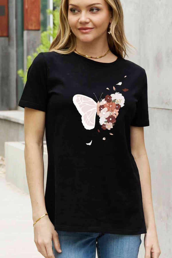 Simply Love Full Size Butterfly Graphic Cotton Tee | 1mrk.com