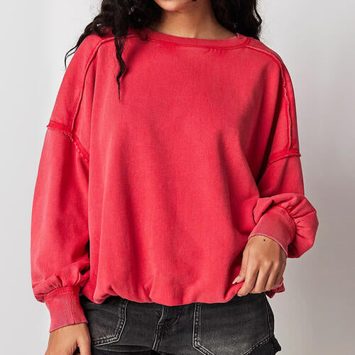 Exposed Seam Dropped Shoulder Sweatshirt |1mrk.com