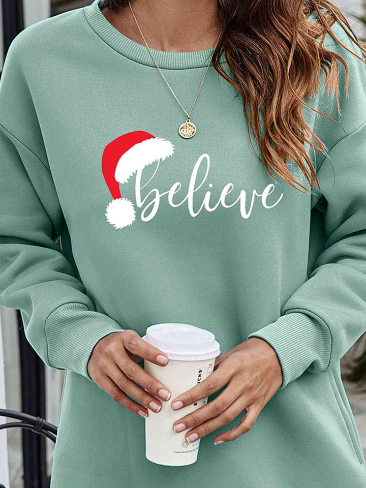 BELIEVE Graphic Tunic Sweatshirt |1mrk.com