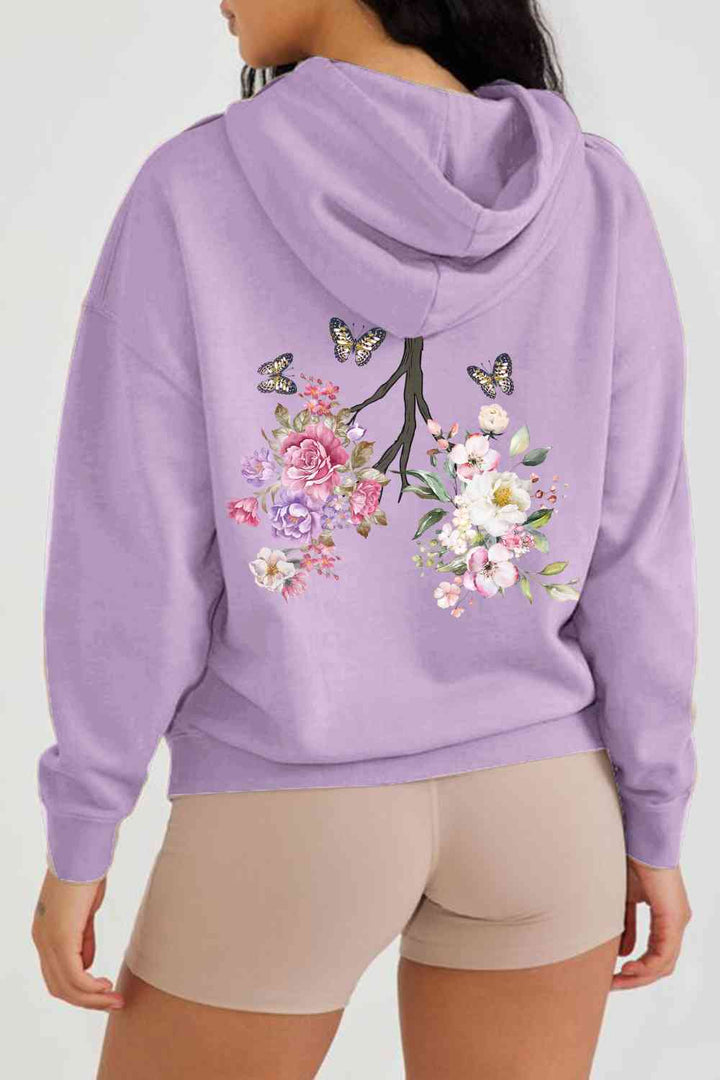 Simply Love Full Size Flower & Butterfly Graphic Hoodie | 1mrk.com