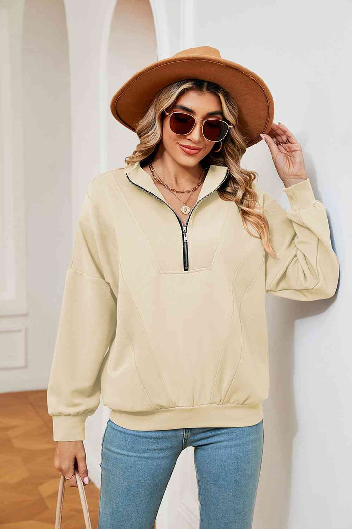 Half-Zip Dropped Shoulder Sweatshirt |1mrk.com