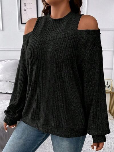 Round Neck Cold Shoulder Sweater | Trendsi