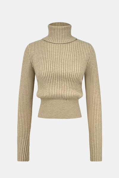 Ribbed Turtleneck Long Sleeve Sweater |1mrk.com