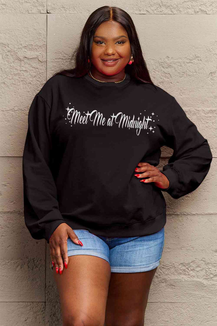 Simply Love Full Size MEET ME AT MIDNIGHT Graphic Round Neck Sweatshirt |1mrk.com