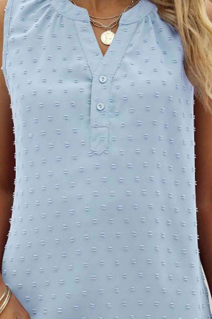 Swiss Dot Notched Neck Tank | 1mrk.com