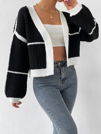 Open Front Dropped Shoulder Cardigan | Trendsi