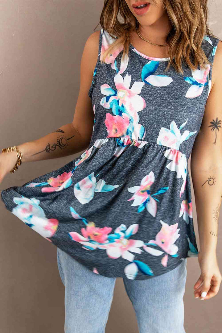 Floral Peplum Tank Top | 1mrk.com