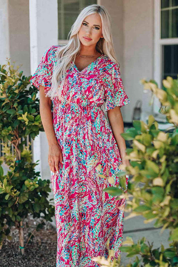 Multicolored V-Neck Maxi Dress |1mrk.com