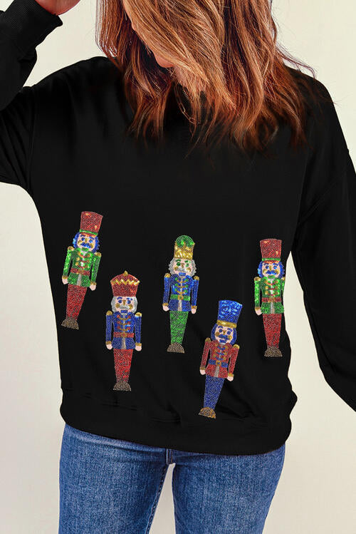 Nutcracker Sequin Long Sleeve Sweatshirt | 1mrk.com