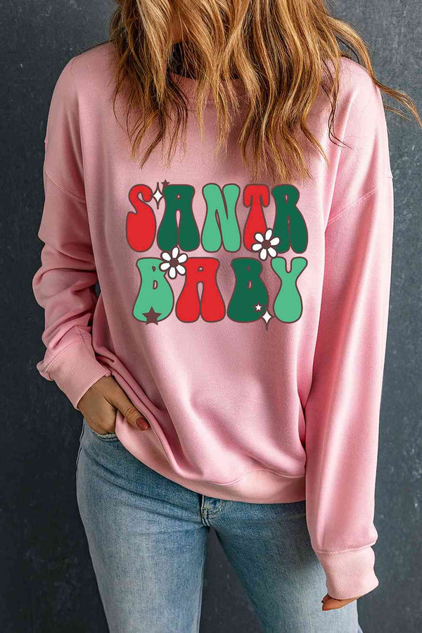 SANTA BABY Graphic Round Neck Sweatshirt |1mrk.com