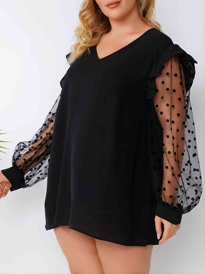 Plus Size Ruffled V-Neck Blouse |1mrk.com