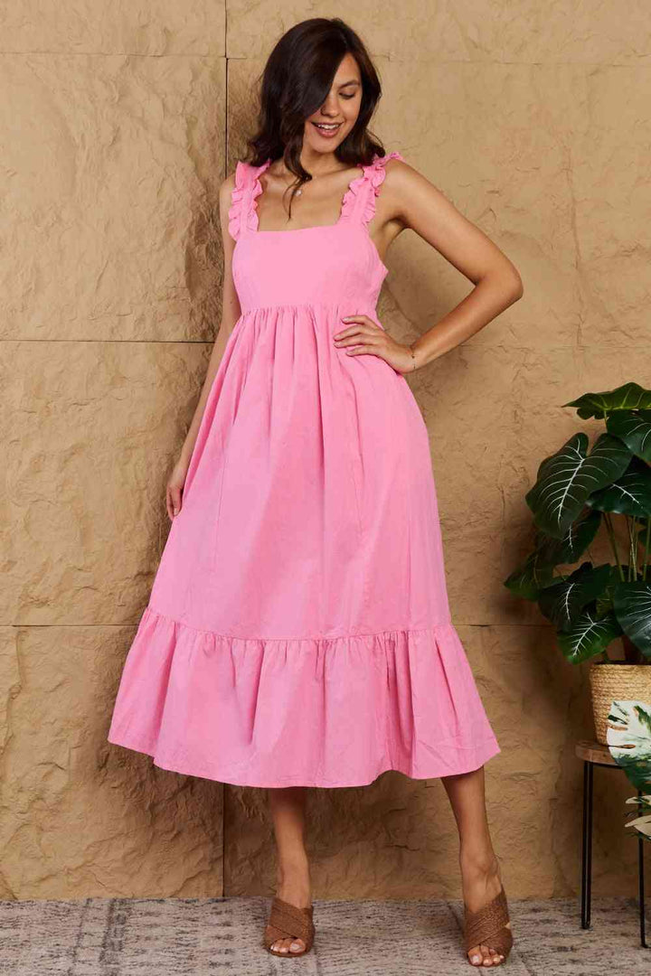 HEYSON Mark My Words Full Size Ruffle Sleeve Flare Midi Dress | 1mrk.com