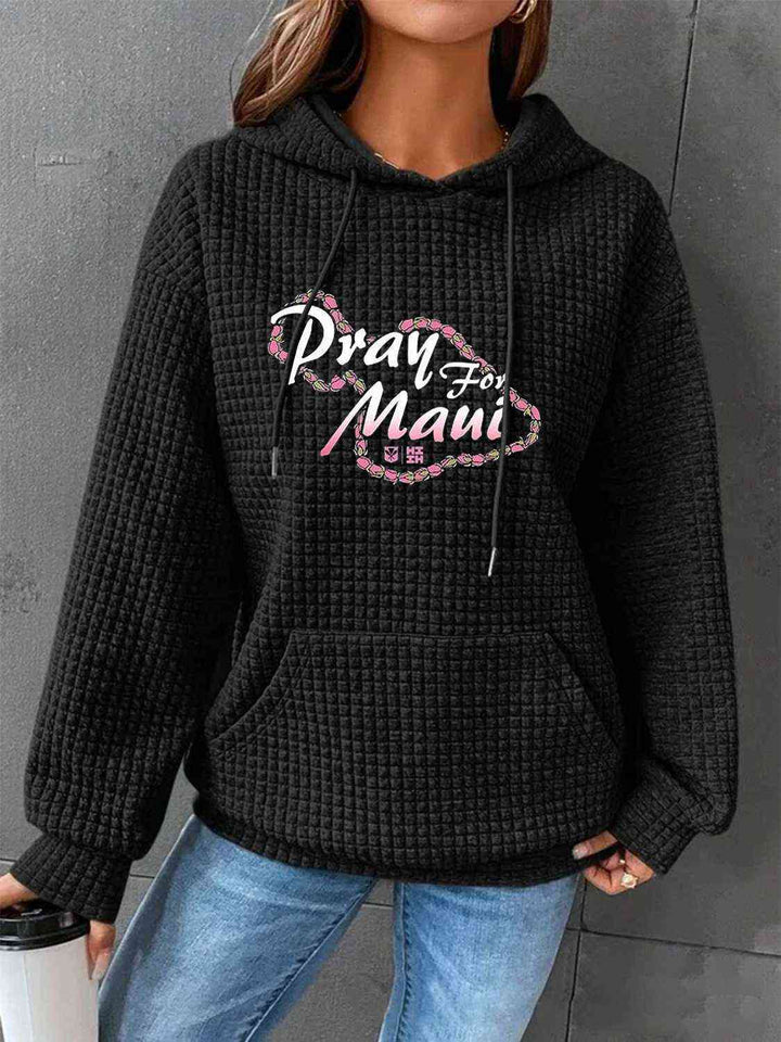 Full Size PRAY FOR MAUI Graphic  Drawstring Long Sleeve Hoodies |1mrk.com