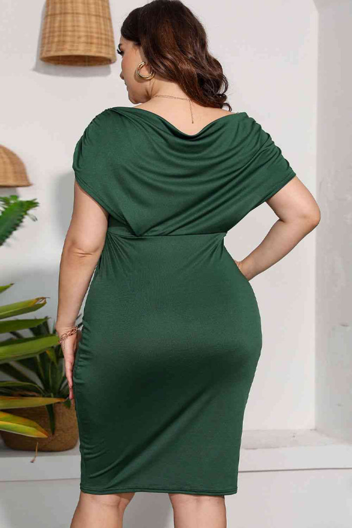 Plus Size Ruched V-Neck Dress | 1mrk.com