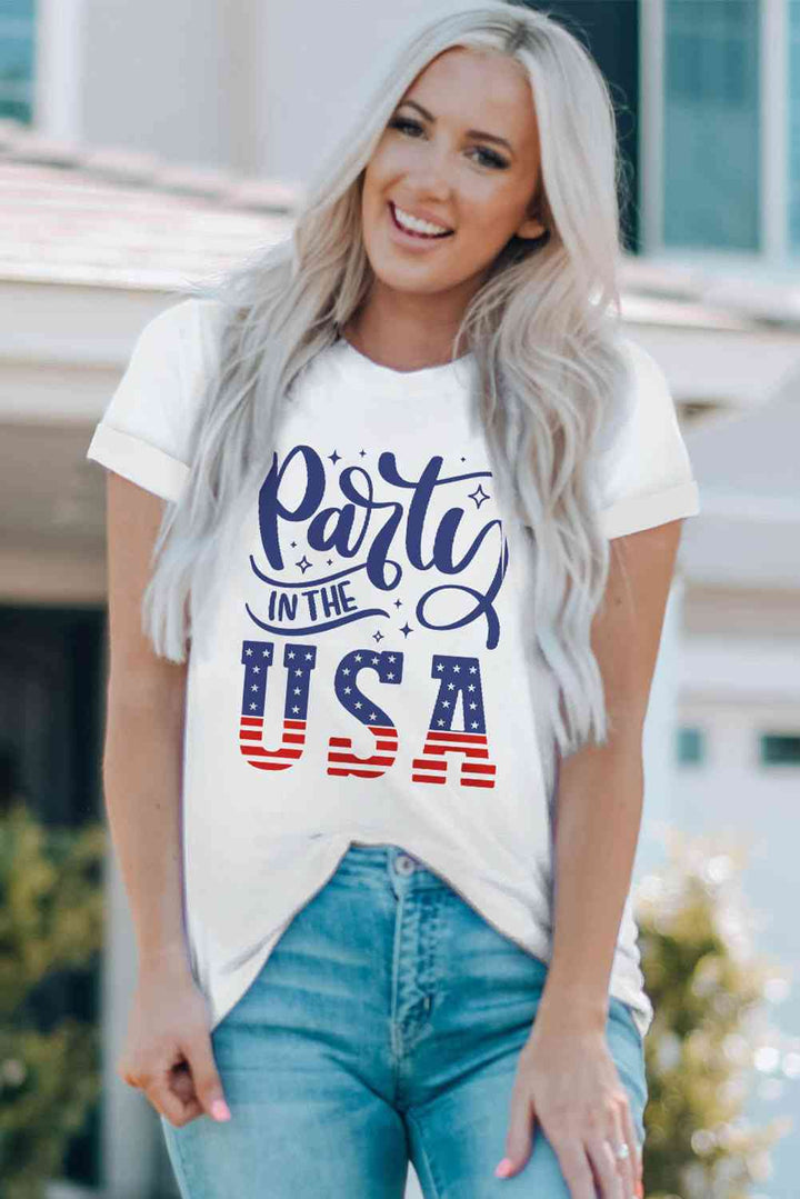 PARTY IN THE USA Round Neck Cuffed Tee | 1mrk.com