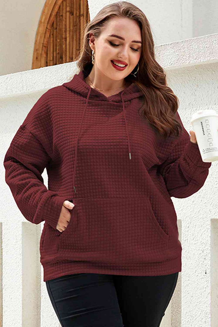 Plus Size Front Pocket Long Sleeve Hoodie | 1mrk.com