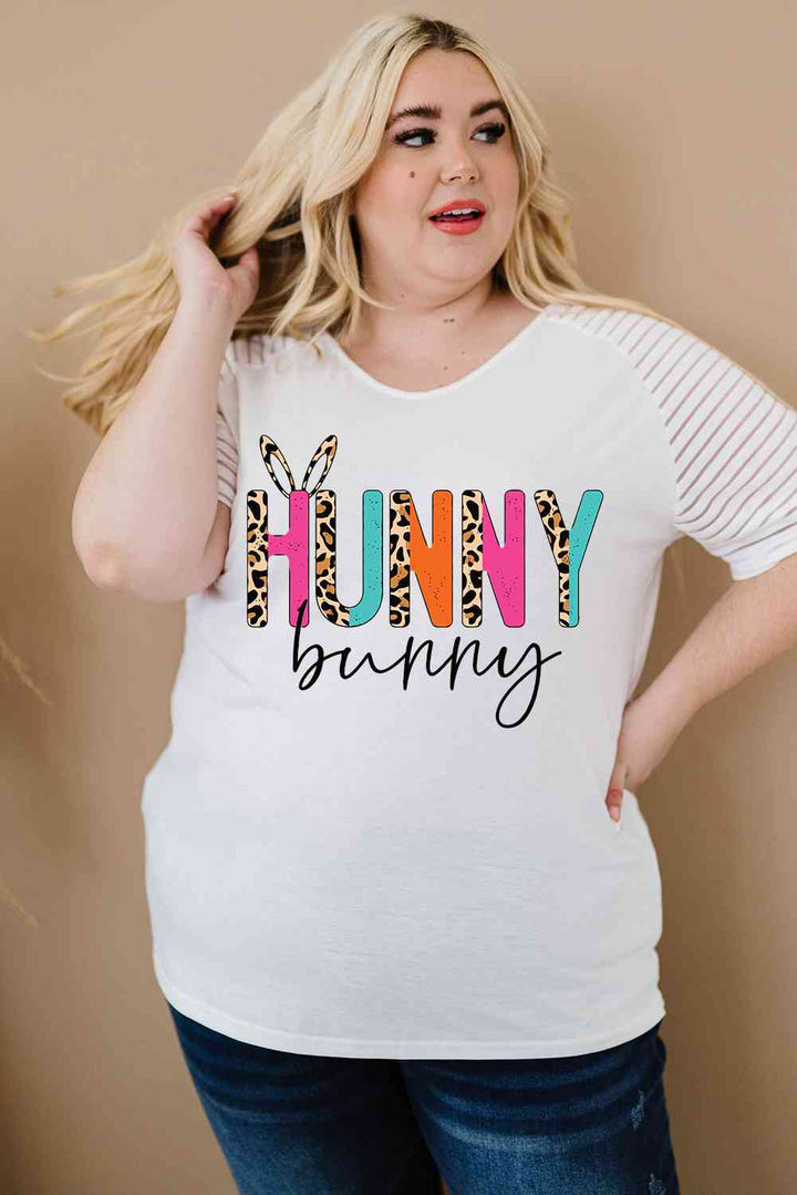 Plus Size HUNNY BUNNY Graphic Striped Tee | 1mrk.com