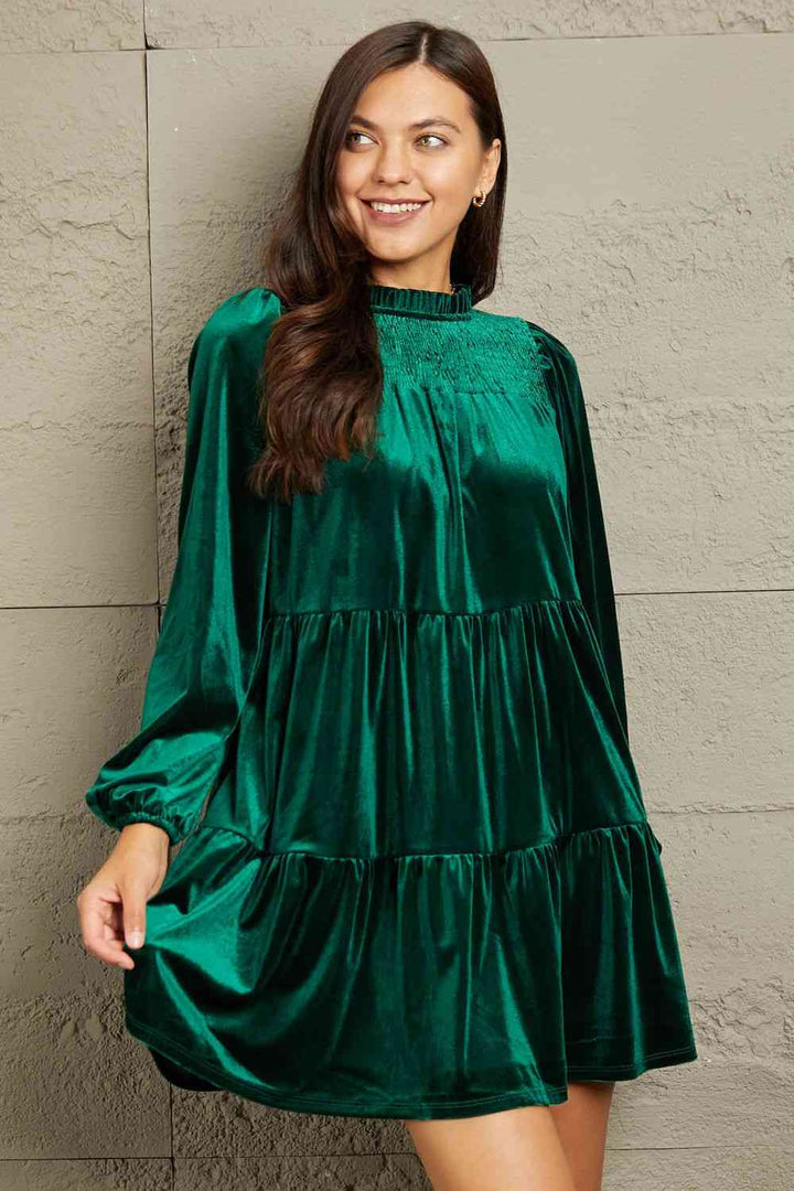 GeeGee Full Size Velvet Tiered Dress | 1mrk.com