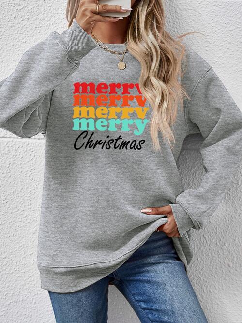 MERRY CHRISTMAS Graphic Long Sleeve Sweatshirt |1mrk.com