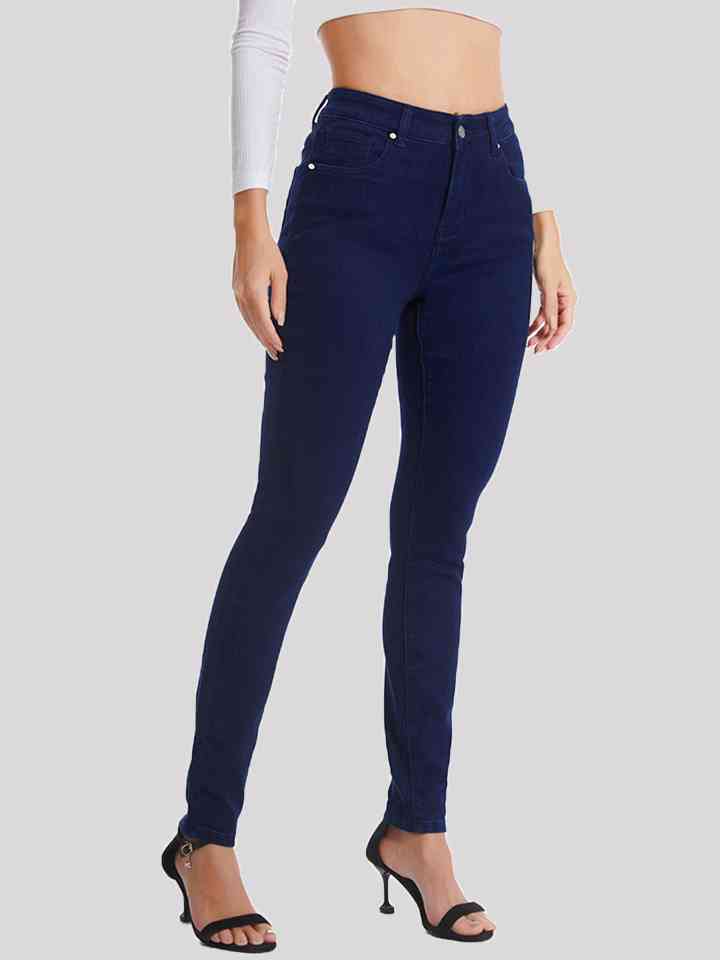 Full Size Buttoned Long Jeans | 1mrk.com