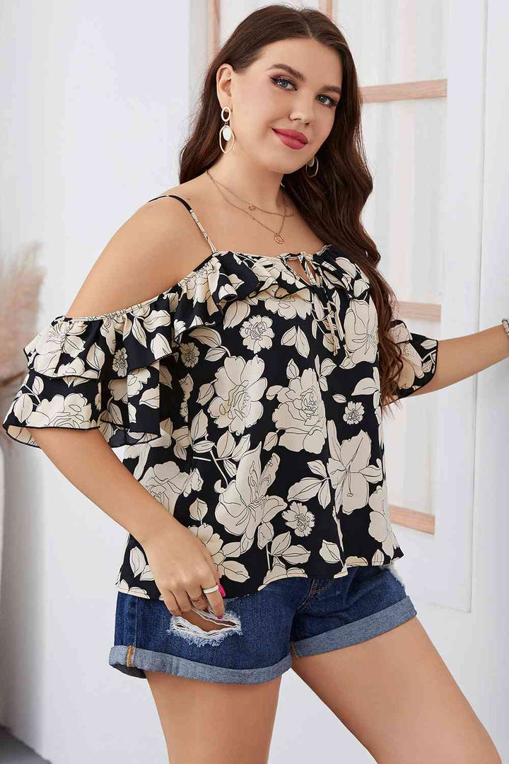 Plus Size Floral Spaghetti Strap Blouse | 1mrk.com