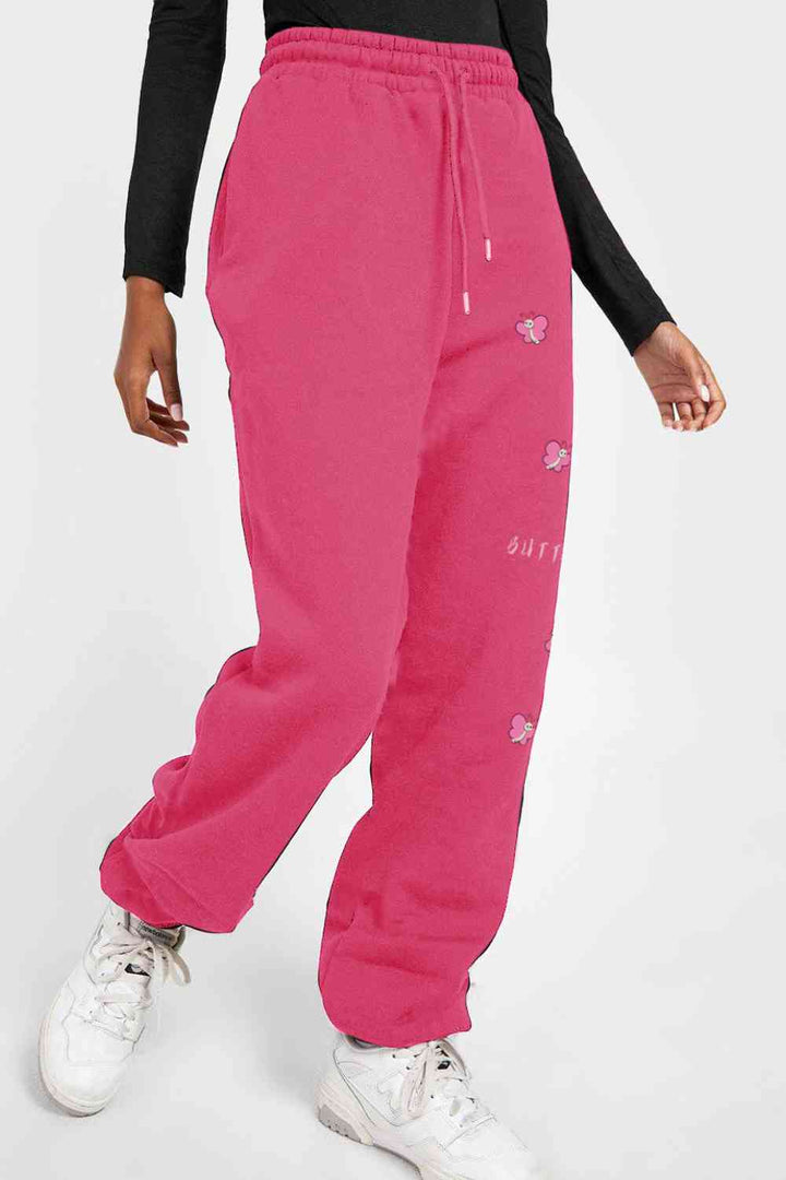 Simply Love Simply Love Full Size Drawstring BUTTERFLY Graphic Long Sweatpants | 1mrk.com