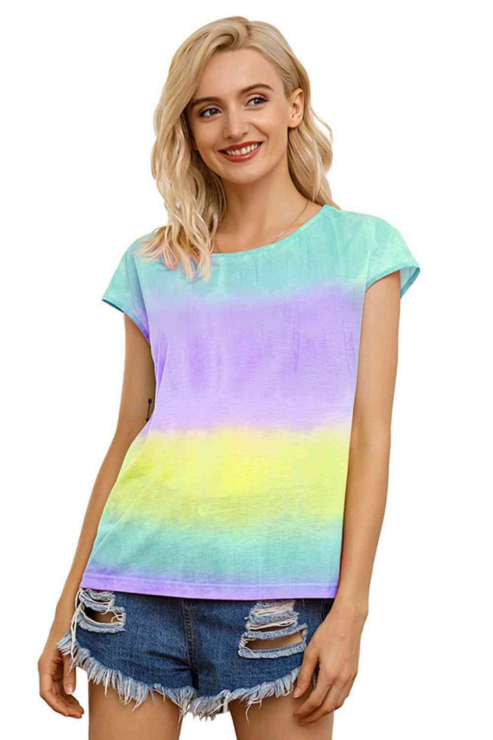 Tie Dye Round Neck Short Sleeve Tee | 1mrk.com