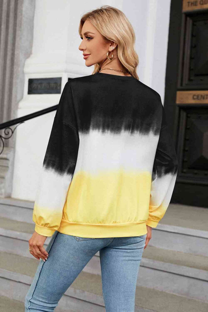 Gradient Round Neck Long Sleeve Sweatshirt |1mrk.com