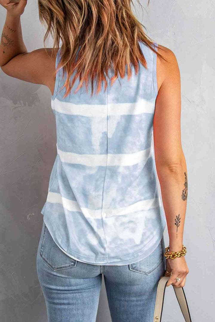 Tie-Dye Scoop Neck Henley Tank | 1mrk.com