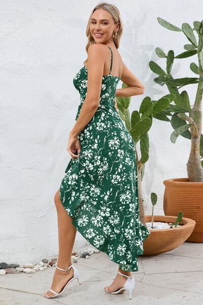 High-Low Tie Waist Printed Cami Dress |1mrk.com