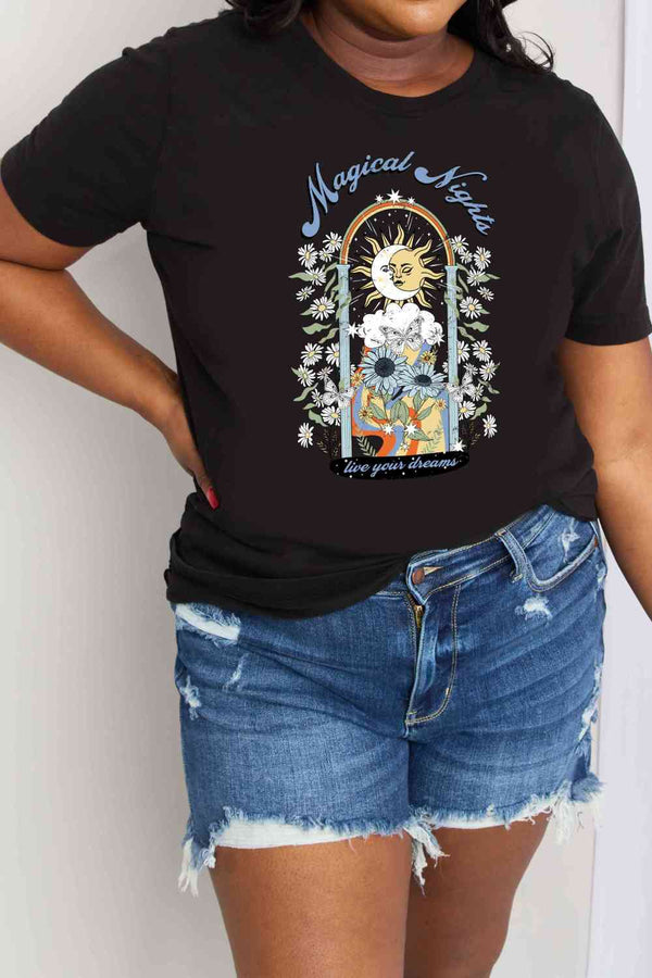 Simply Love Full Size MAGICAL NIGHTS LIVE YOUR DREAMS Graphic Cotton Tee | 1mrk.com