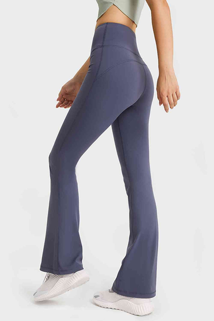 Elastic Waist Flare Yoga Pants |1mrk.com