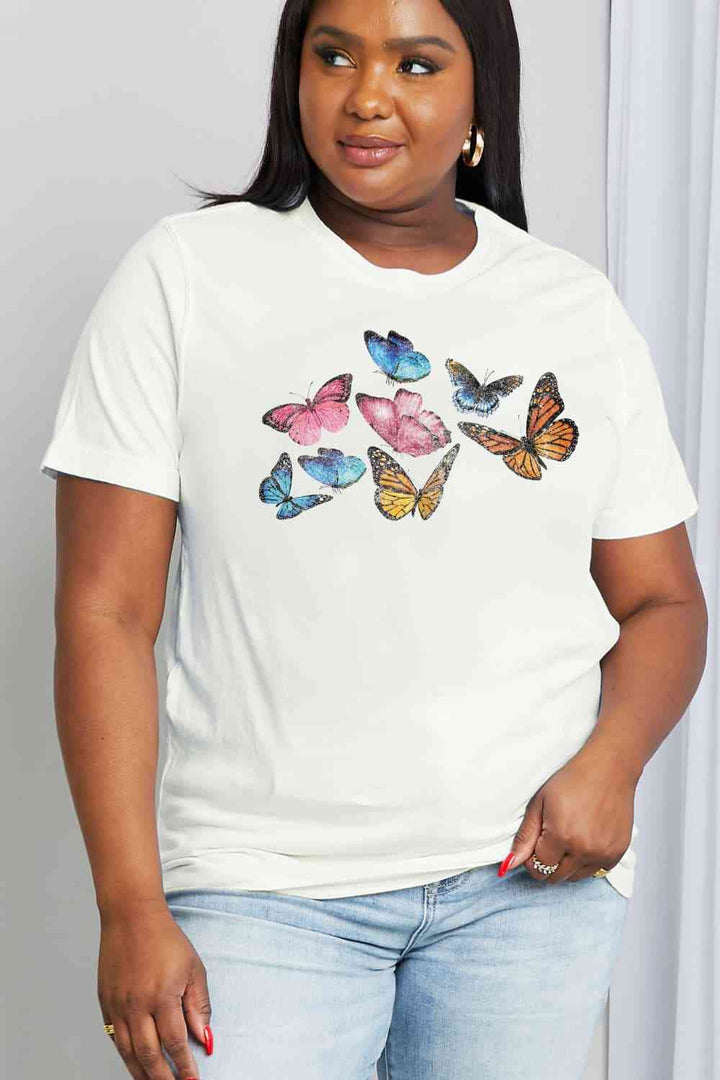 Simply Love Full Size Butterfly Graphic Cotton Tee | 1mrk.com