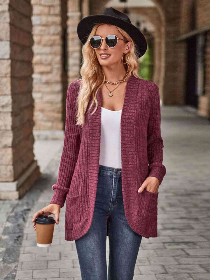 Open Front Cardigan with Pockets |1mrk.com