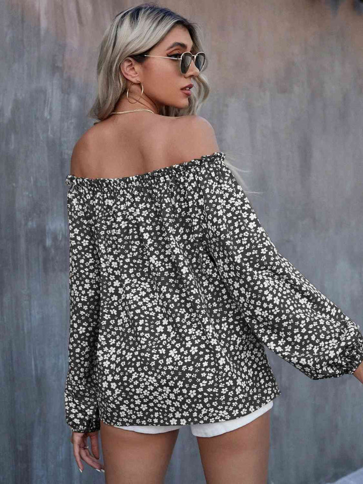 Off-Shoulder Long Sleeve Blouse | 1mrk.com